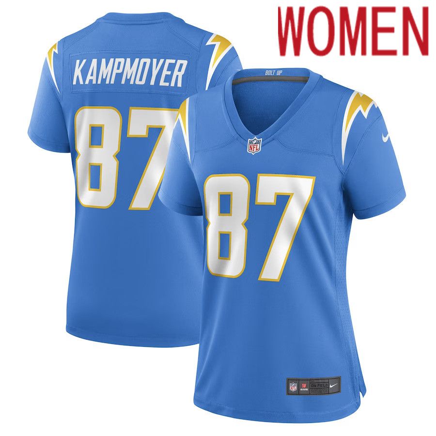 Women Los Angeles Chargers #87 Hunter Kampmoyer Nike Powder Blue Game Player NFL Jersey->women nfl jersey->Women Jersey